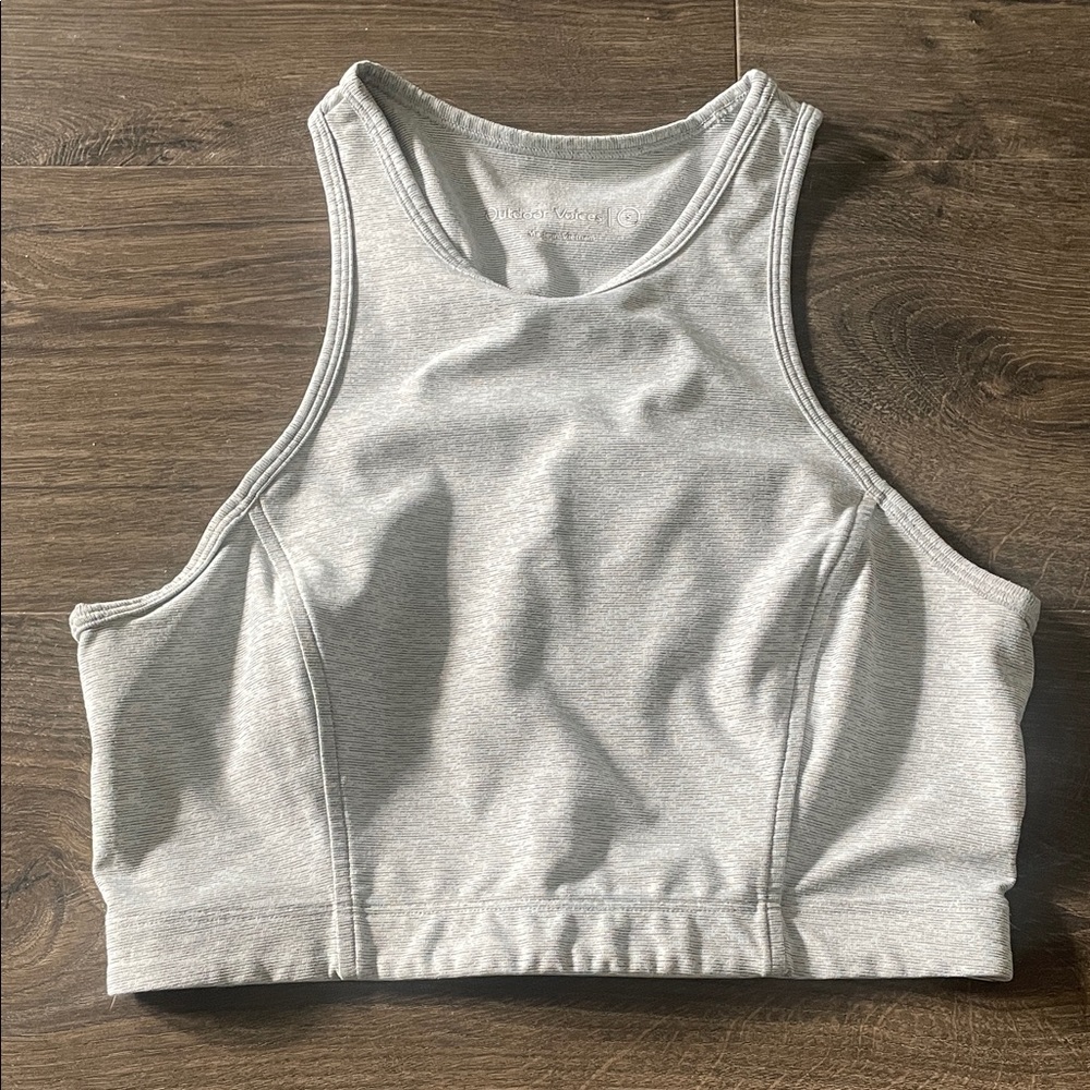 Outdoor Voices Doing Things Light Gray Sports Bra, Size Small